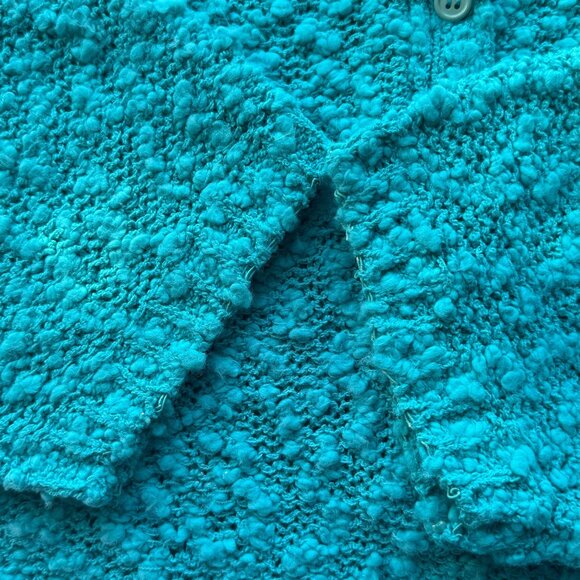 Evian Ltd Vintage Button-Up Textured Knit Sweater Turquoise Blue Size L 1980s - Picture 6 of 7